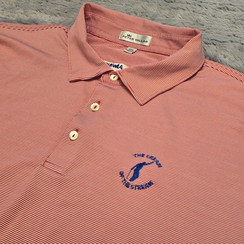 Peter Millar XXL Red White Striped Polo Shirt The Cream of the Stream Mens XXL